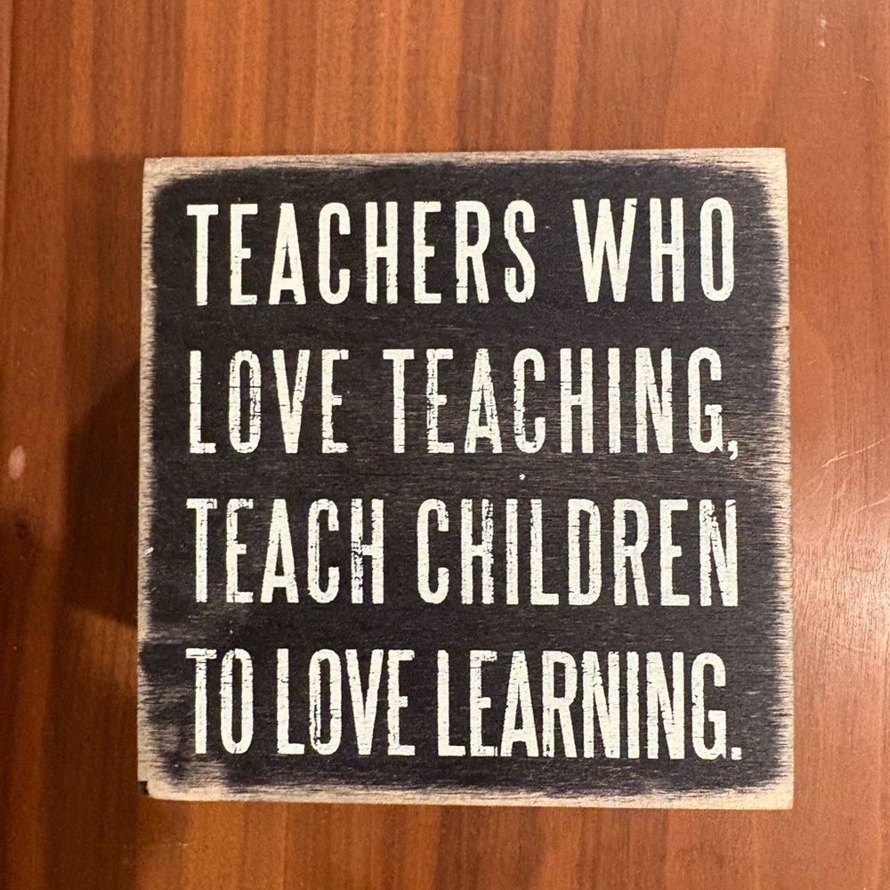 Primitives by Kathy Teacher Black and White  Graphic Wood 4” x 4” Trinket Box